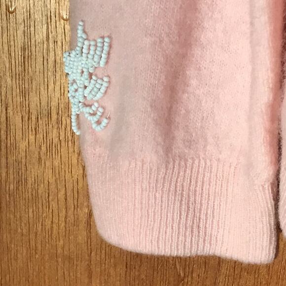 Vintage Gold Lamb Pink Embellished Cardigan Sweater. M - Picture 7 of 7